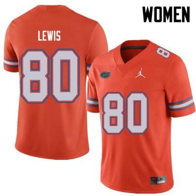 Women's Florida Gators #80 C'yontai Lewis NCAA Jordan Brand Orange Authentic Stitched College Football Jersey HKI0662HQ